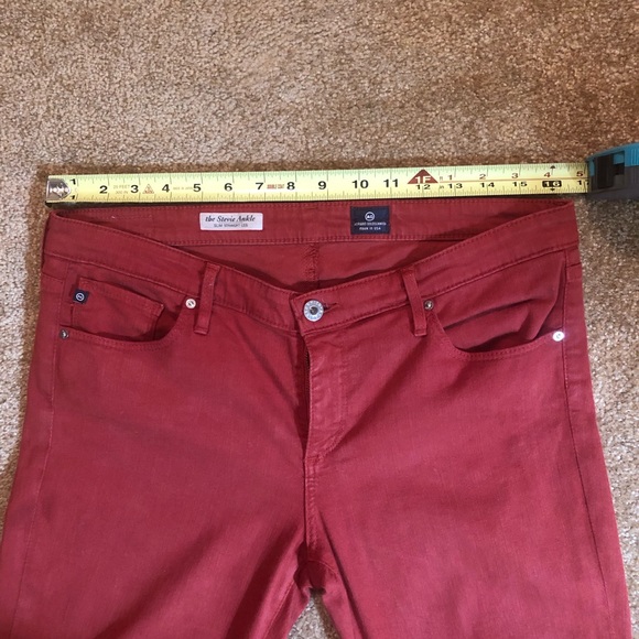 AG | Rusty Red Stevie Ankle Slim Straight Jeans 31 - Picture 5 of 8